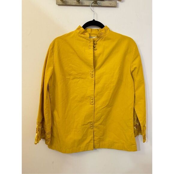 Vintage 60s Goldenrod Floral Embroidered Pants Set XS/S - Picture 2 of 9